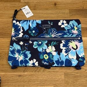 Vera Bradley Blue 2-Zip Compartment Pencil Pouch 22963-N13 Moonlight Garden NWT
